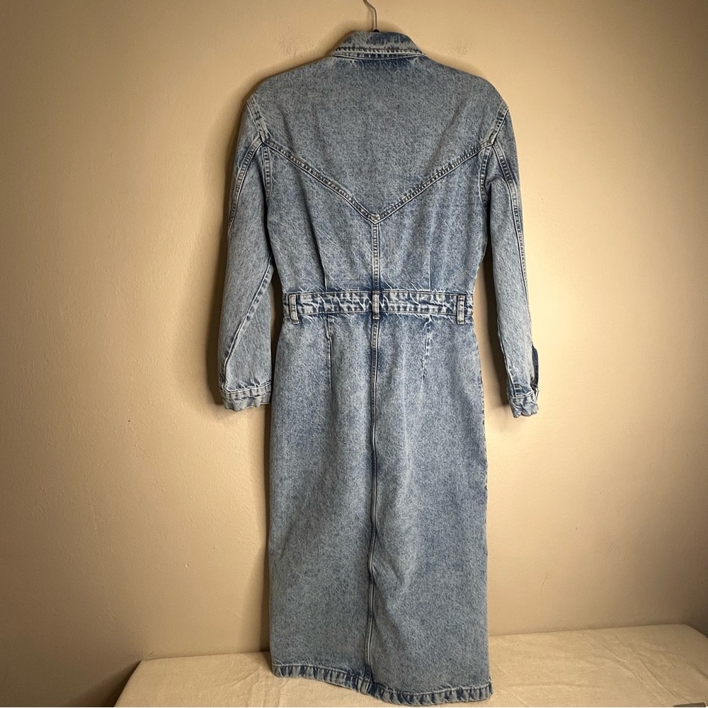 Mango Denim Shirt Dress Long Sleeve Midi Women’s Size 6‎ - Picture 3 of 11